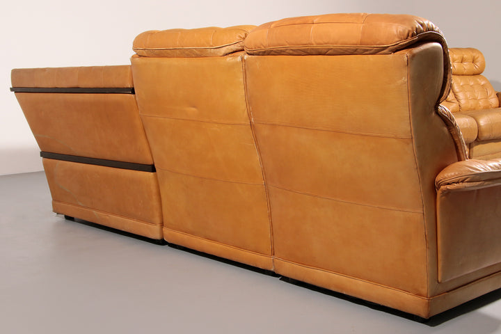 Stunning Modular 1970s Cognac Leather Sofa Set