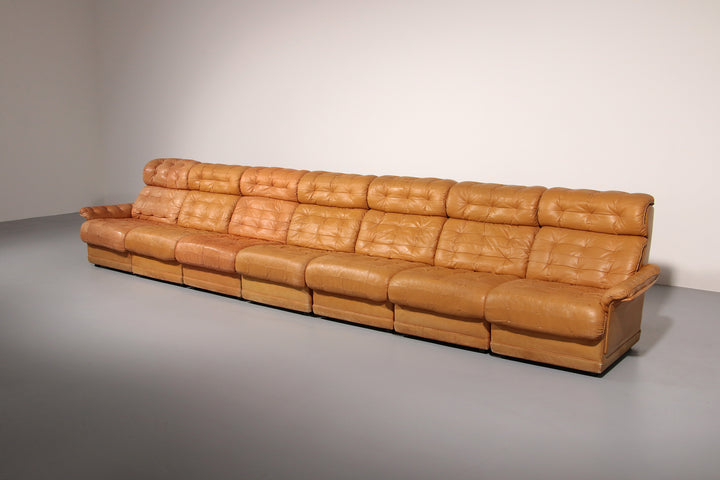 Stunning Modular 1970s Cognac Leather Sofa Set