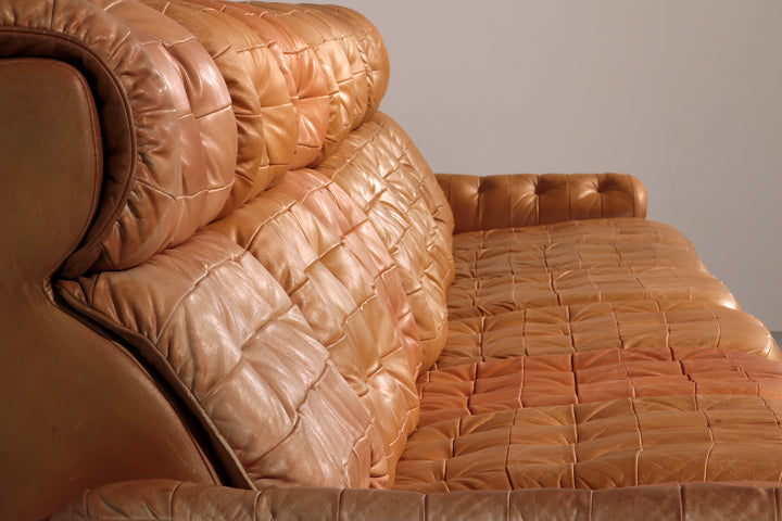 Stunning Modular 1970s Cognac Leather Sofa Set