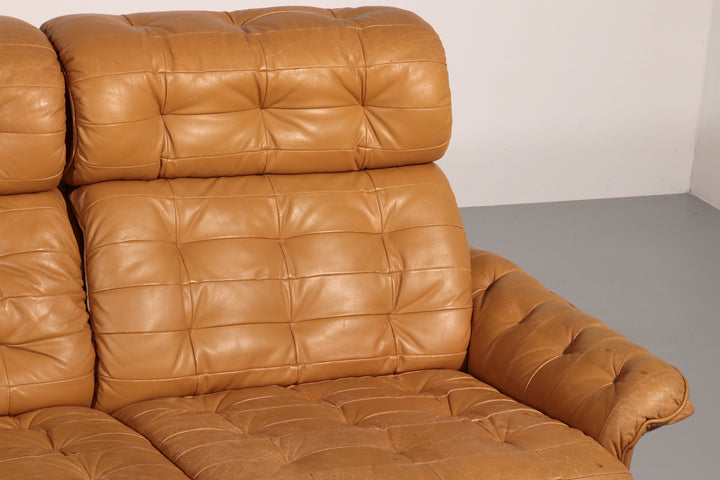 Stunning Modular 1970s Cognac Leather Sofa Set