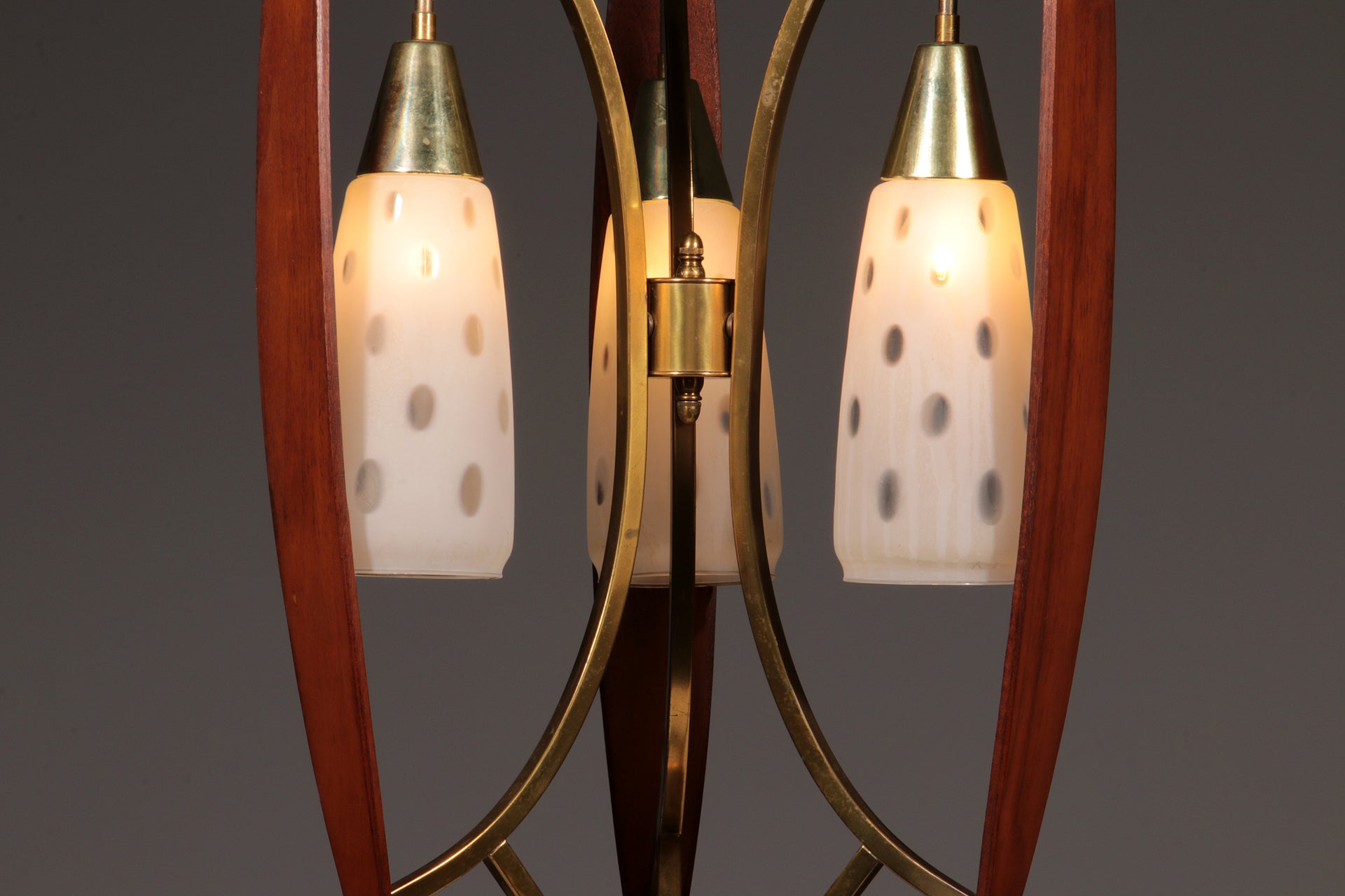 Biomorphic Table Lamp by Majestic Company Lamp Walnut and brass 1960