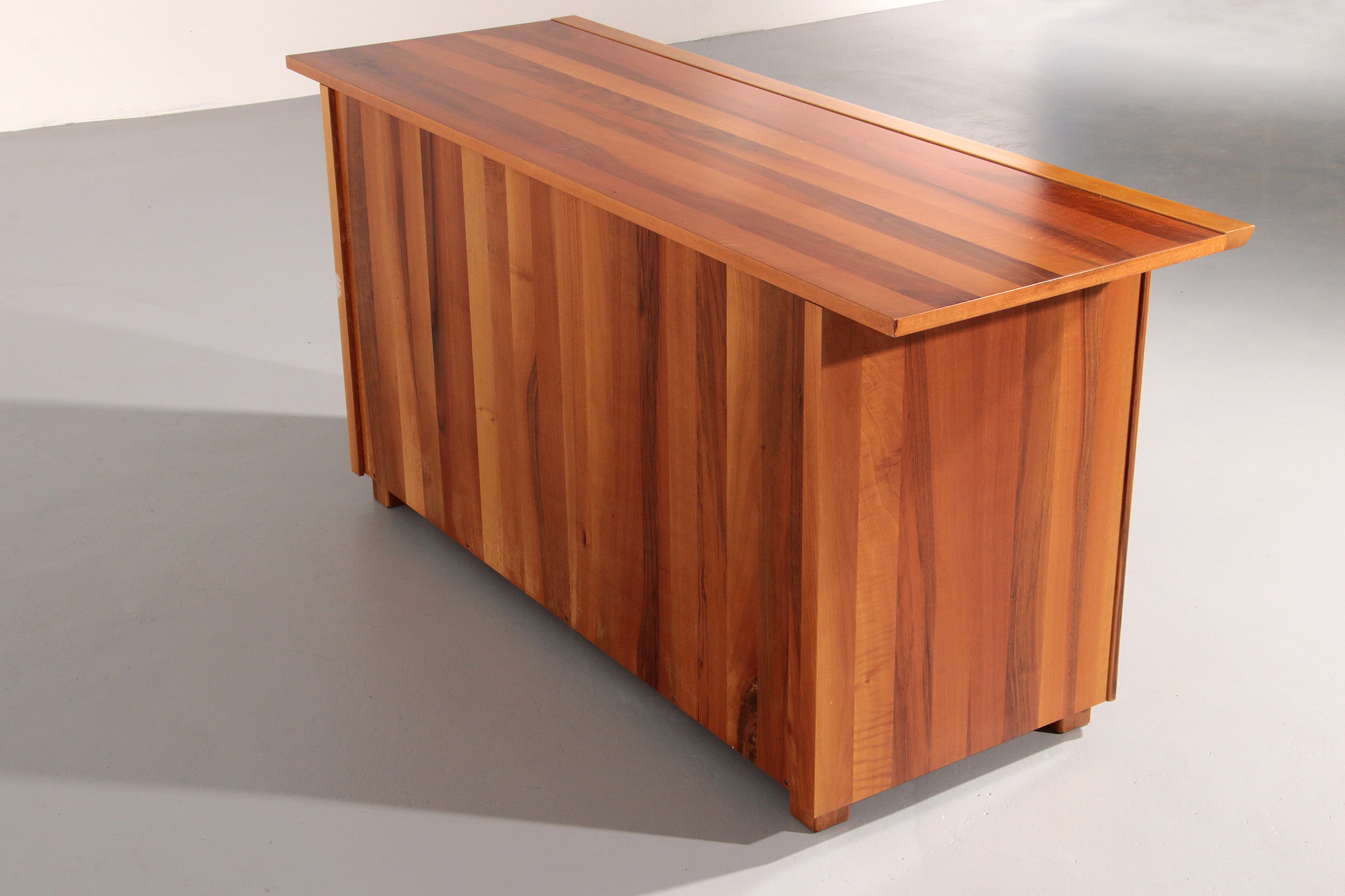 Italian Architectural Chest of Drawers in Walnut 1970 Italy