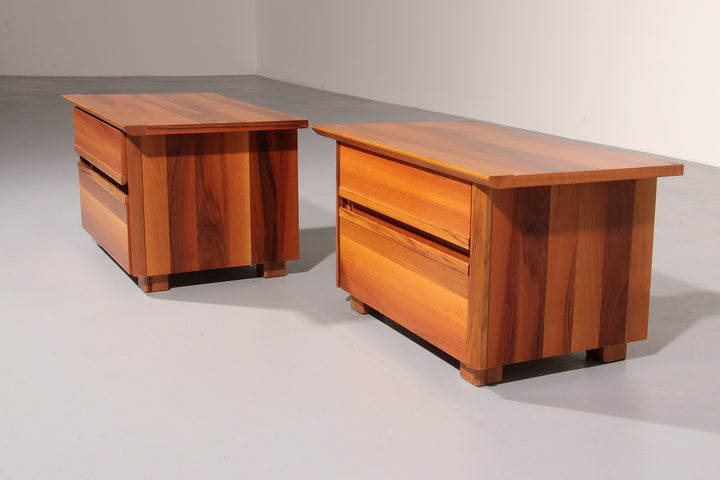 Italian Walnut Bedside Tables from the 1970s – Timeless Italian Elegance