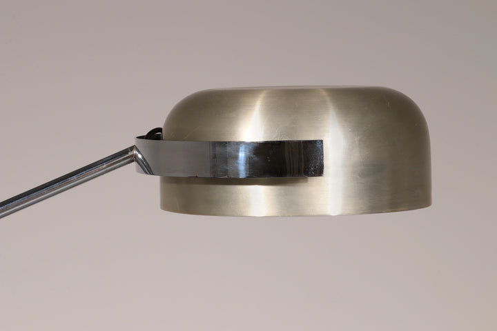 Iconic 1970s Chrome Arc Floor Lamp with Adjustable Swing Arm 1970 Italy