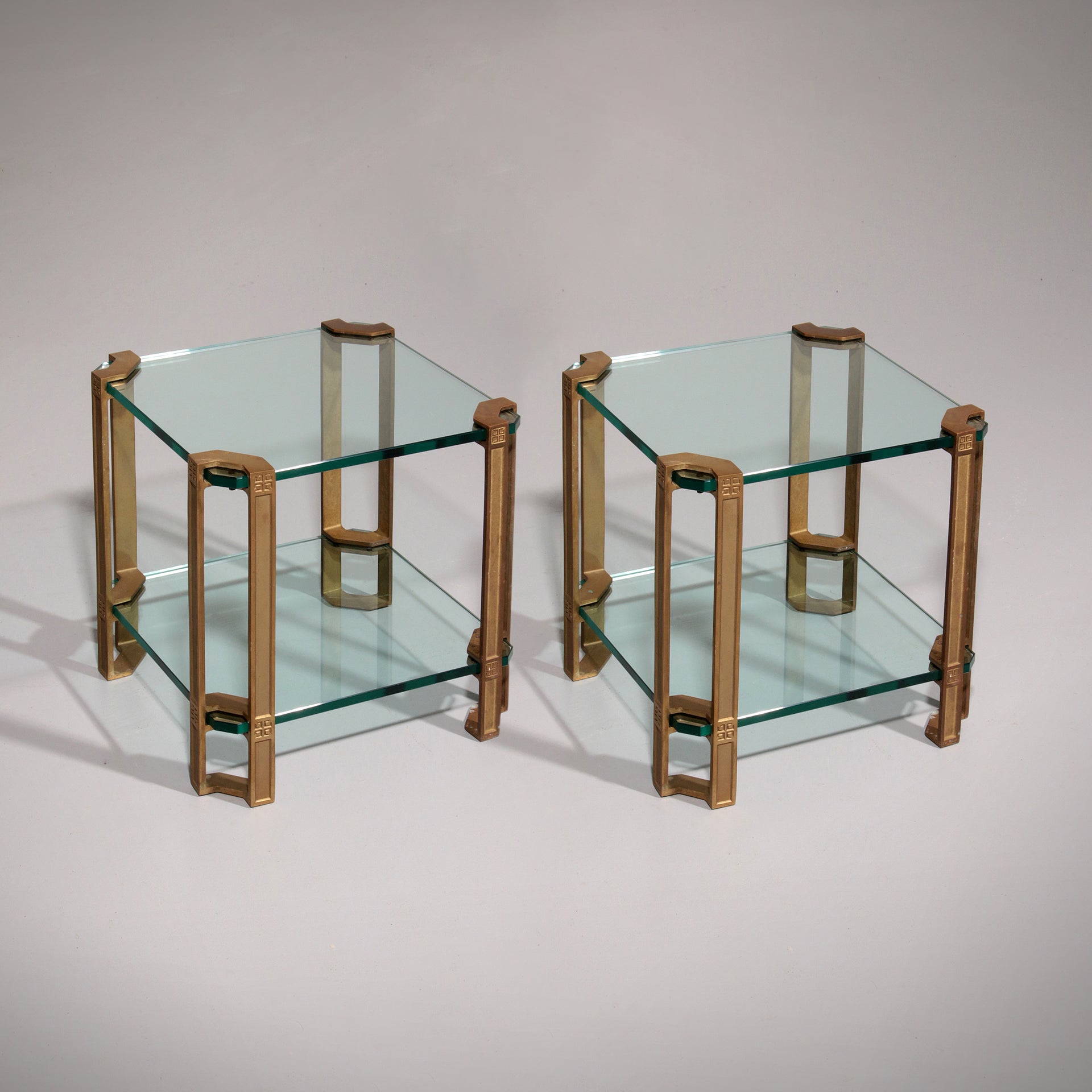 Peter Ghyczy Side or Coffee Tables T24 Double Glas 70s Design 40x40x45