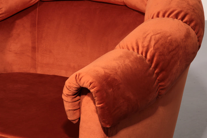 Italian Lounge Chairs from the 1950s in Orange Copper Velvet