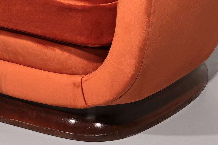 Italian Lounge Chairs from the 1950s in Orange Copper Velvet