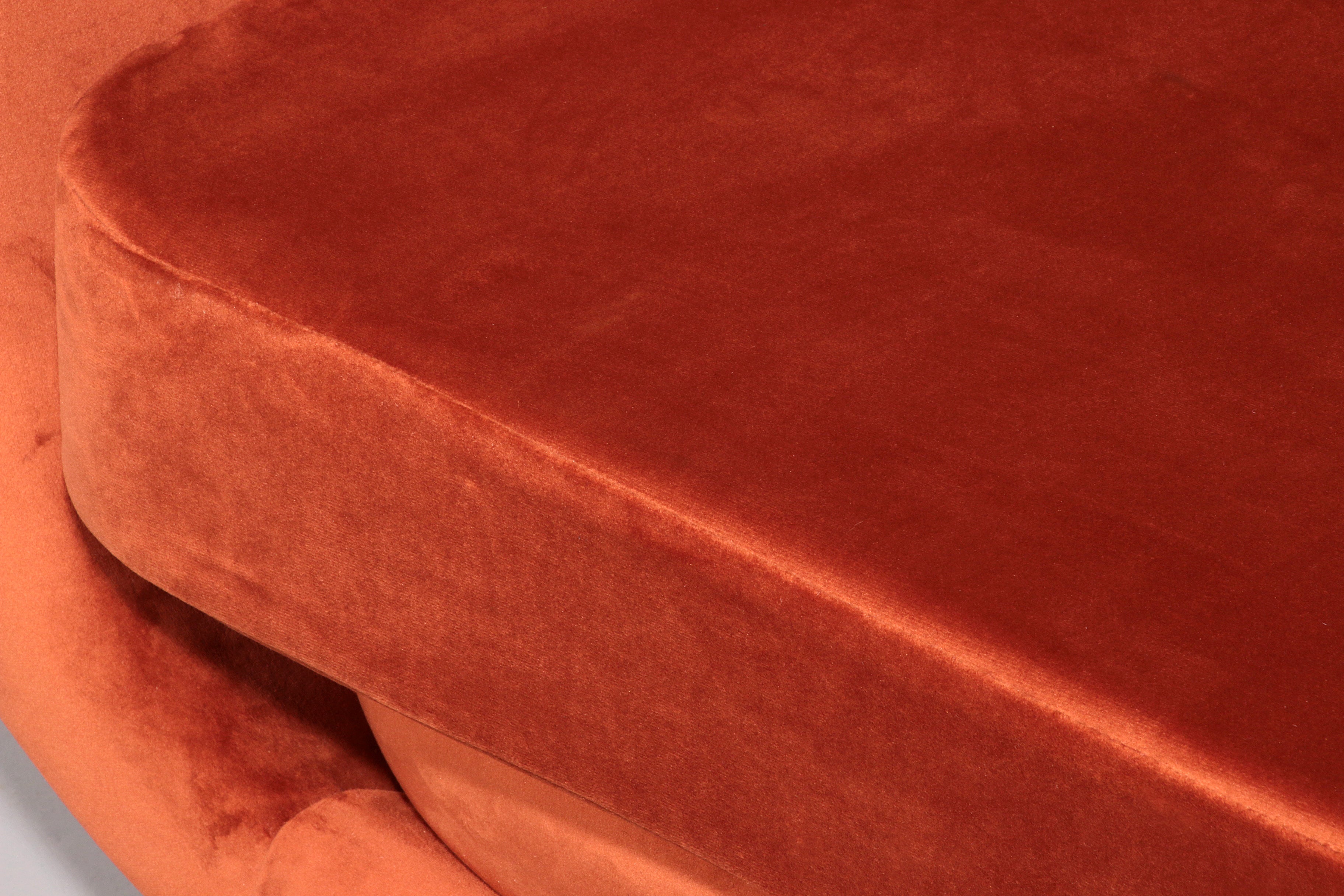 Italian Lounge Chairs from the 1950s in Orange Copper Velvet