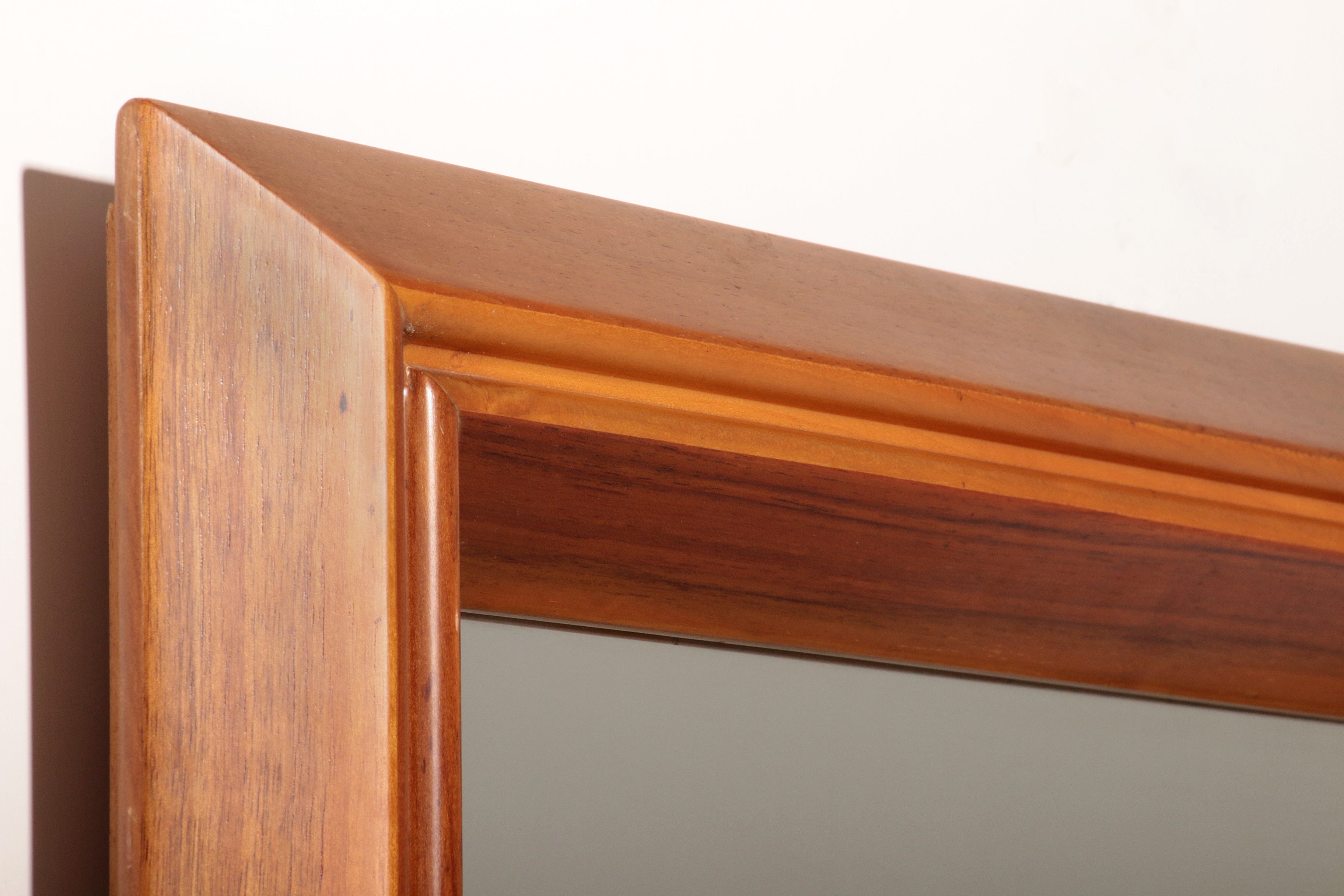 Italian Walnut Wood Square Mirror – Elegant 1970s Design
