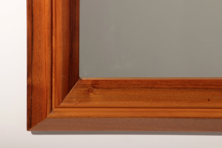 Italian Walnut Wood Square Mirror – Elegant 1970s Design