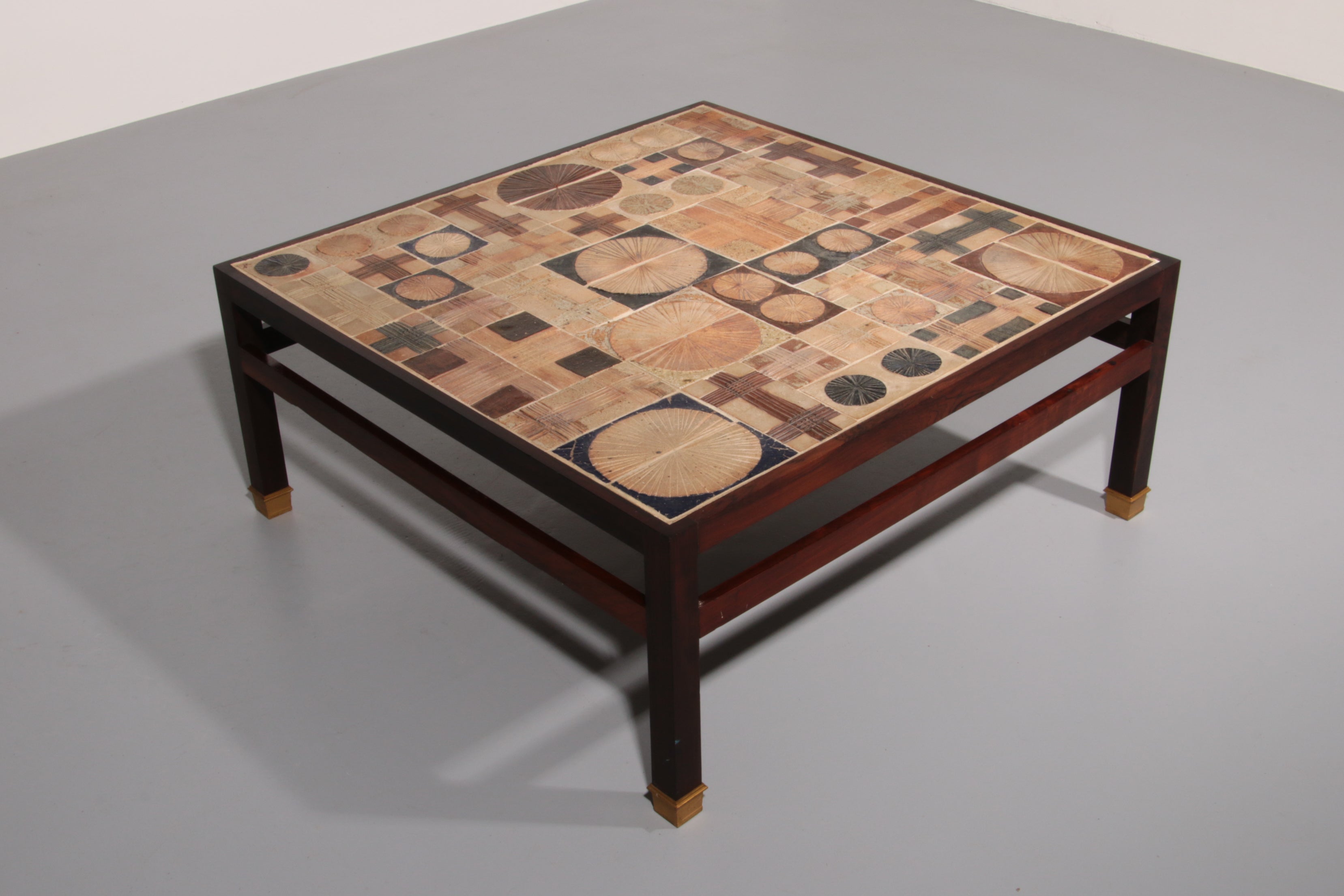 Tue Poulsen Square Tile Top Coffee Table of Wengé by Erik Wørts Danmark 1960s