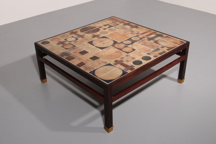 Tue Poulsen Square Tile Top Coffee Table of Wengé by Erik Wørts Danmark 1960s