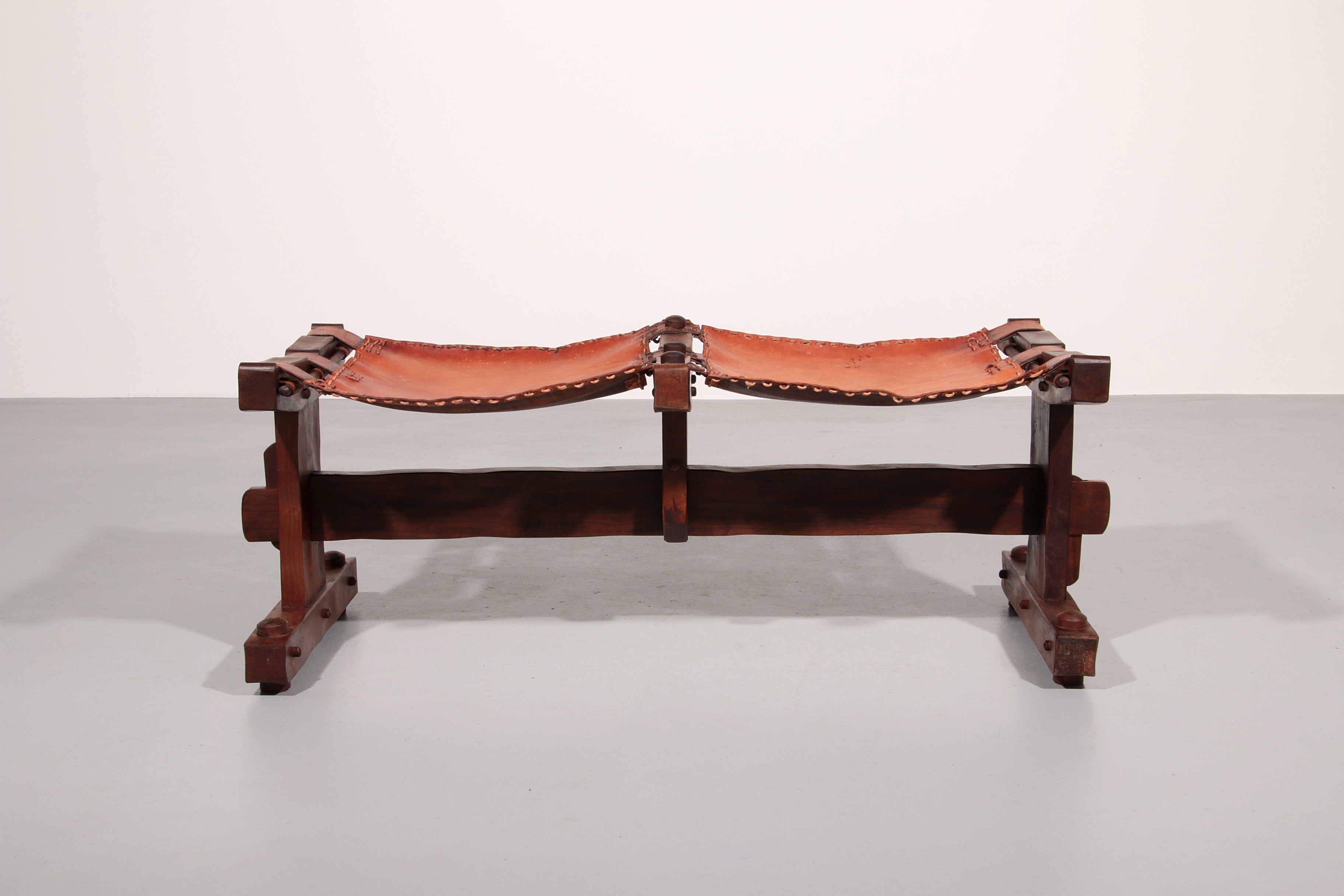 Authentic Brazilian Bench Craftsmanship in Solid Wood and Leather