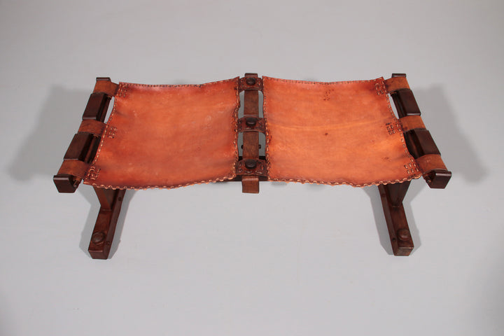 Authentic Brazilian Bench Craftsmanship in Solid Wood and Leather