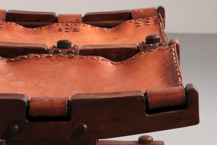 Authentic Brazilian Bench Craftsmanship in Solid Wood and Leather