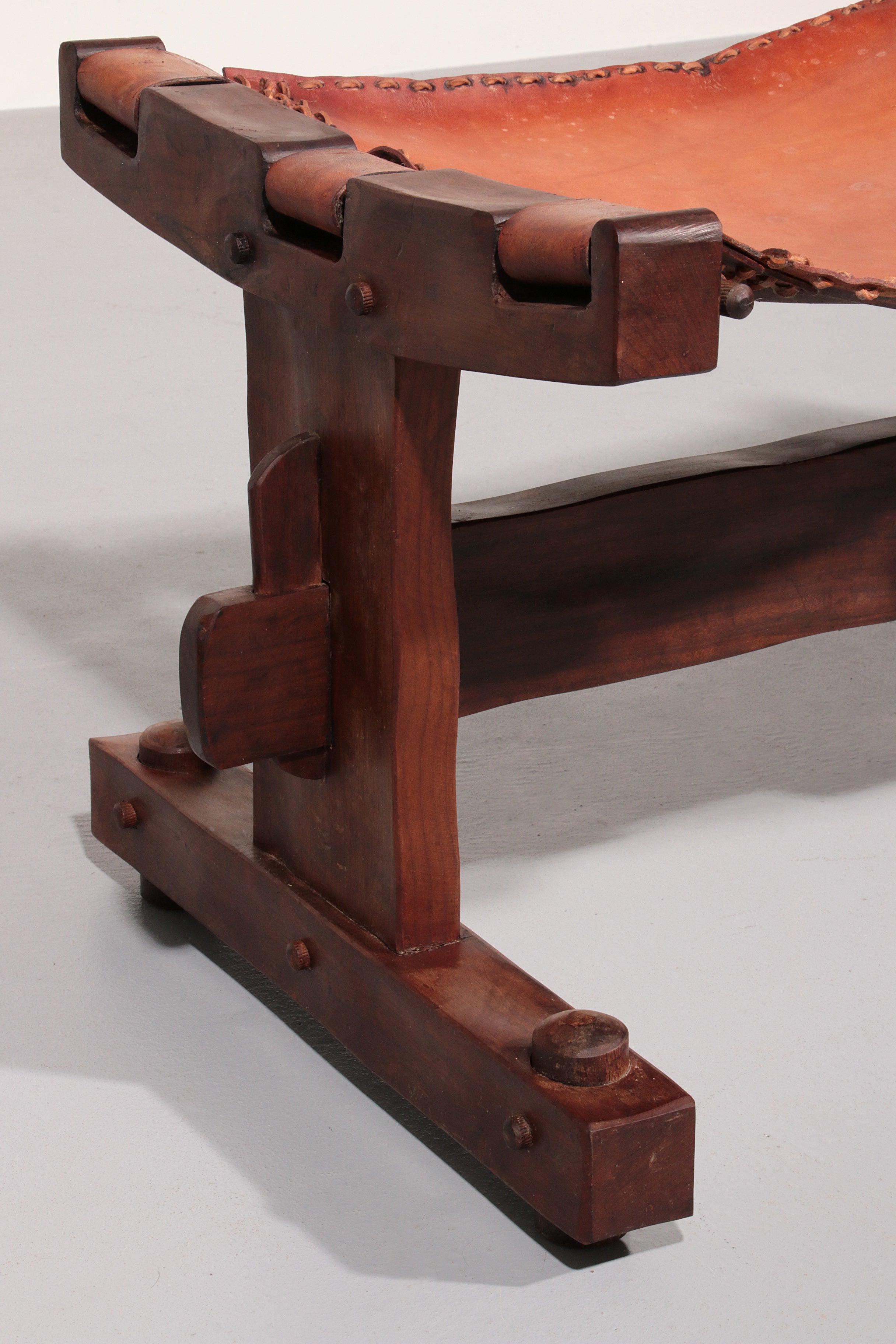Authentic Brazilian Bench Craftsmanship in Solid Wood and Leather