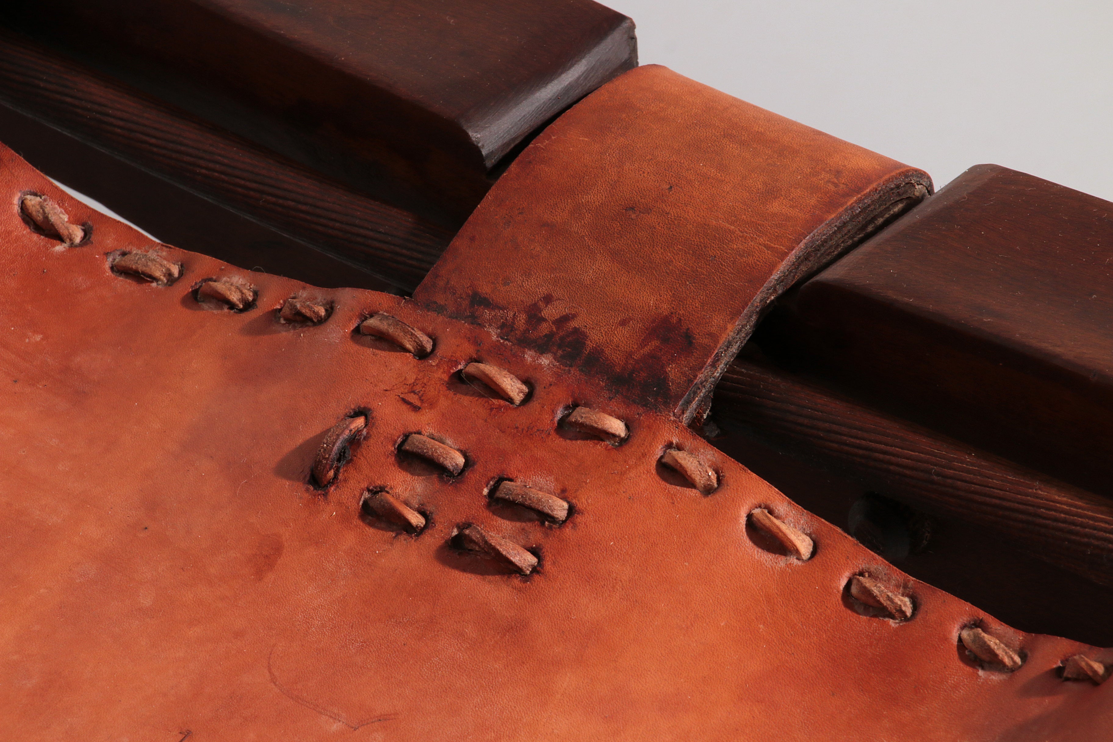 Authentic Brazilian Bench Craftsmanship in Solid Wood and Leather