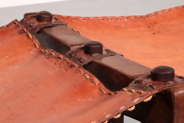 Authentic Brazilian Bench Craftsmanship in Solid Wood and Leather
