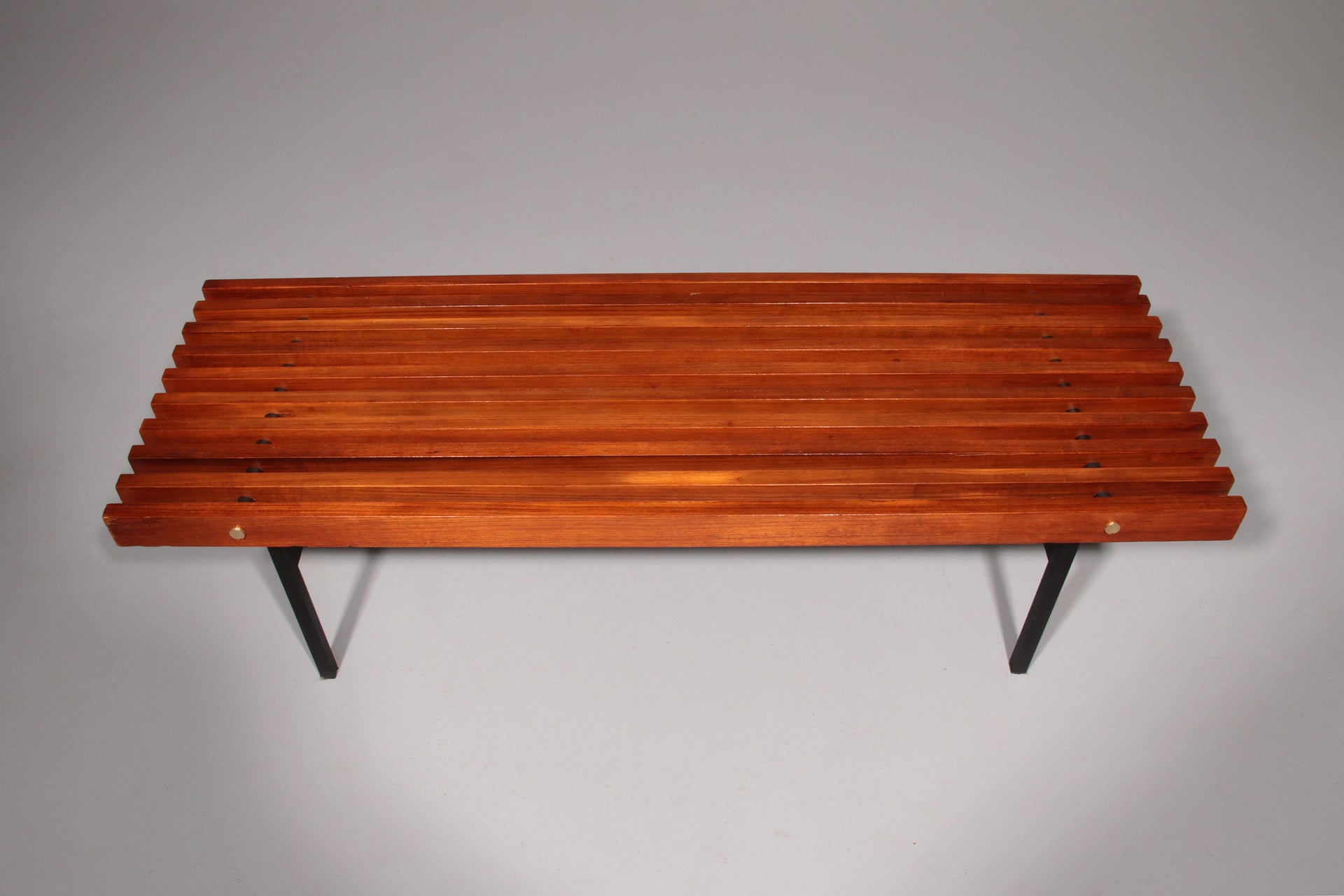 Teakwood and metal bench, Made in Italy, 1970s