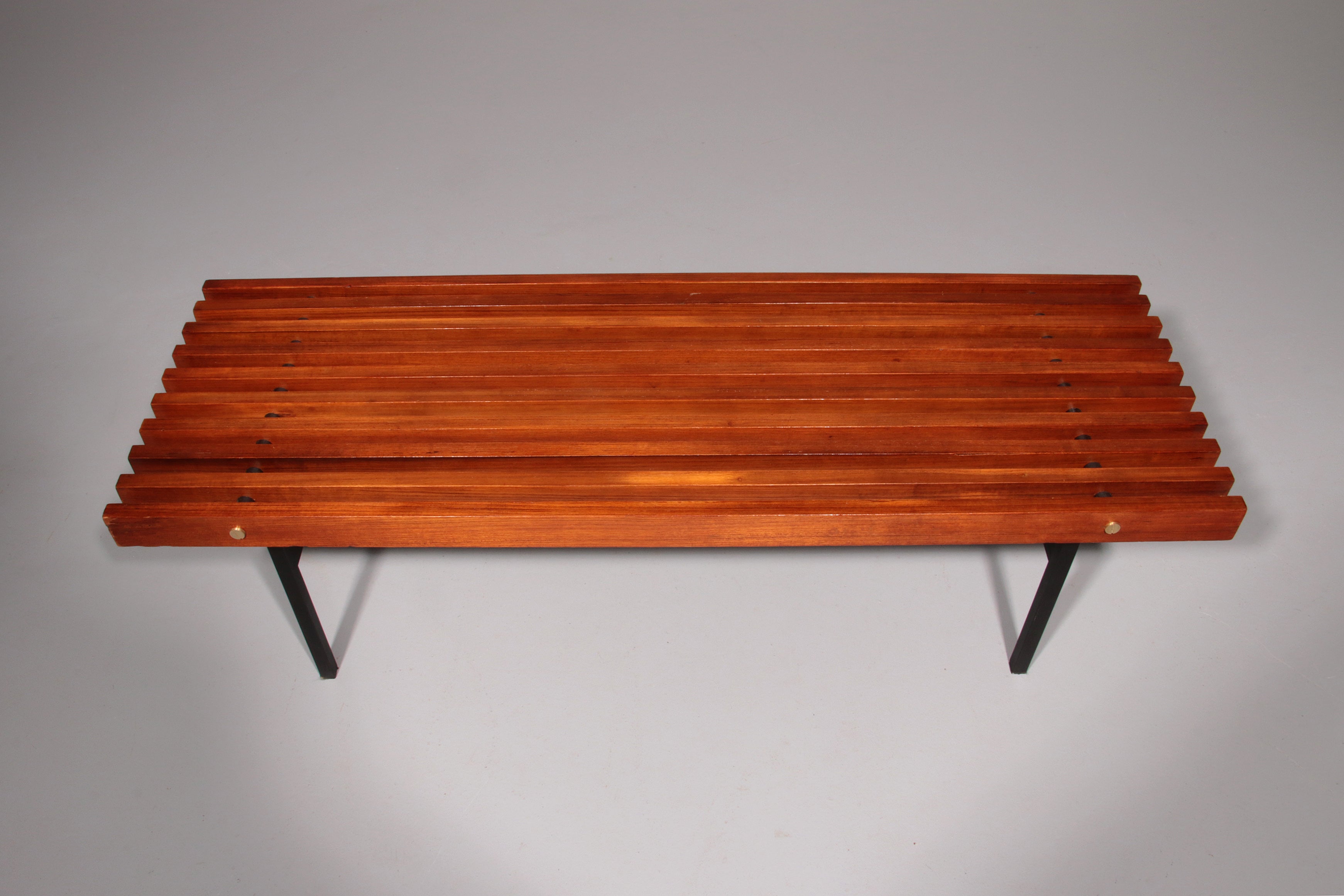Teakwood and metal bench, Made in Italy, 1970s