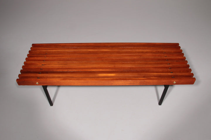 Teakwood and metal bench, Made in Italy, 1970s