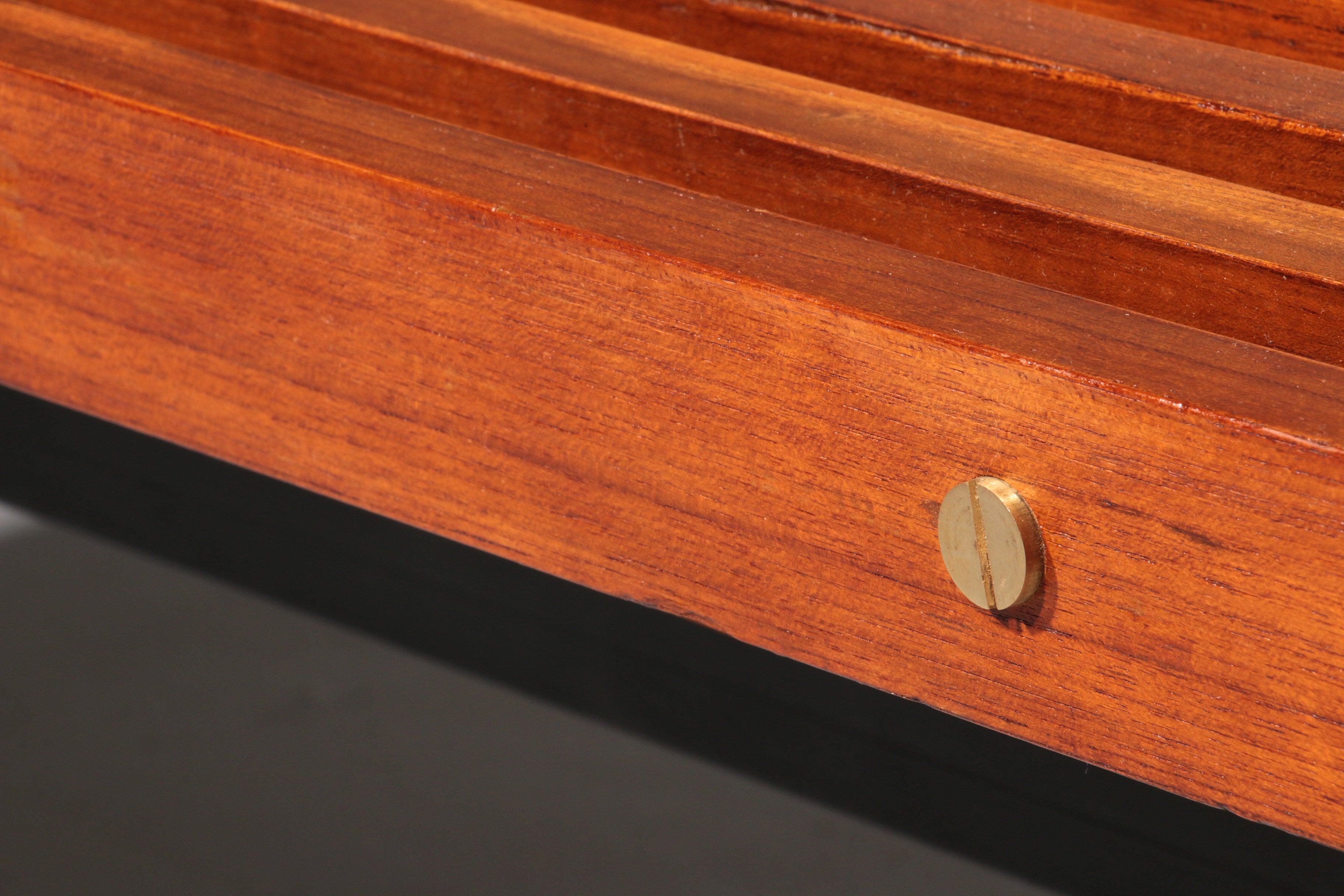 Teakwood and metal bench, Made in Italy, 1970s