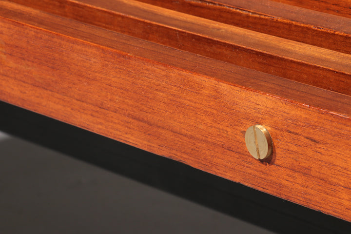 Teakwood and metal bench, Made in Italy, 1970s