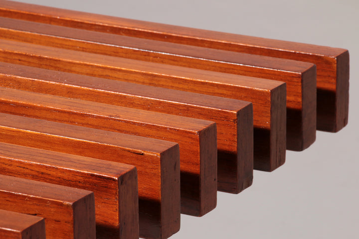 Teakwood and metal bench, Made in Italy, 1970s