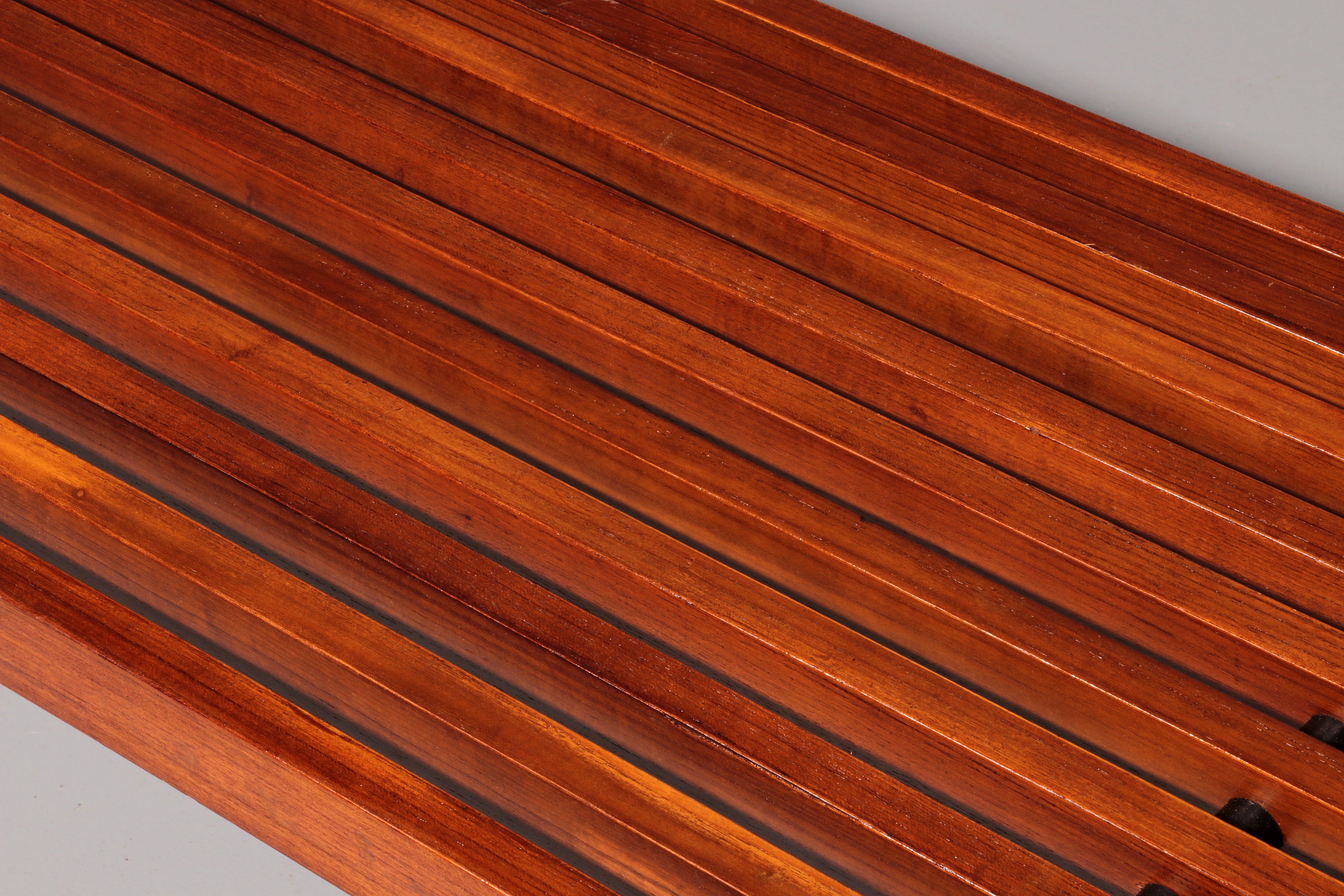 Teakwood and metal bench, Made in Italy, 1970s