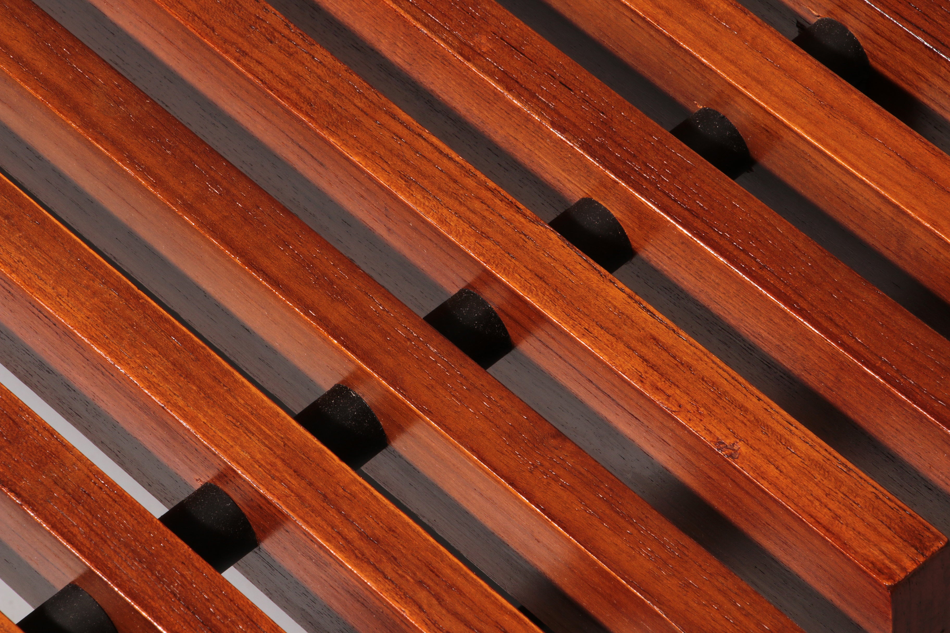Teakwood and metal bench, Made in Italy, 1970s