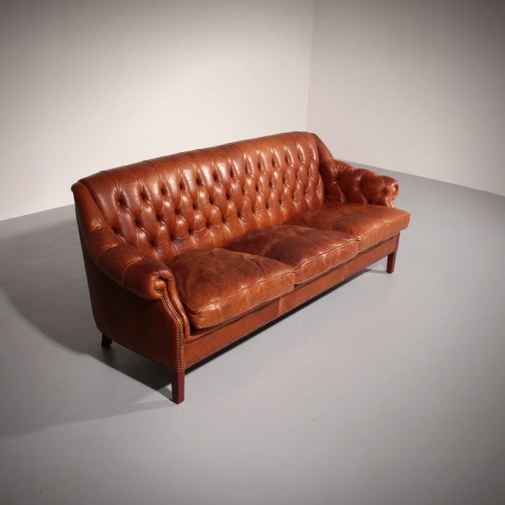 Antiqued Chesterfield Leather Sofa