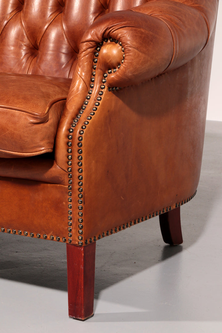 Antiqued Chesterfield Leather Sofa