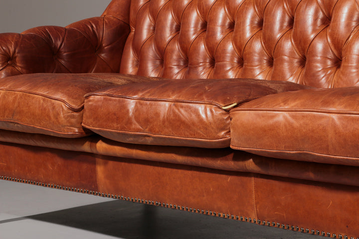 Antiqued Chesterfield Leather Sofa