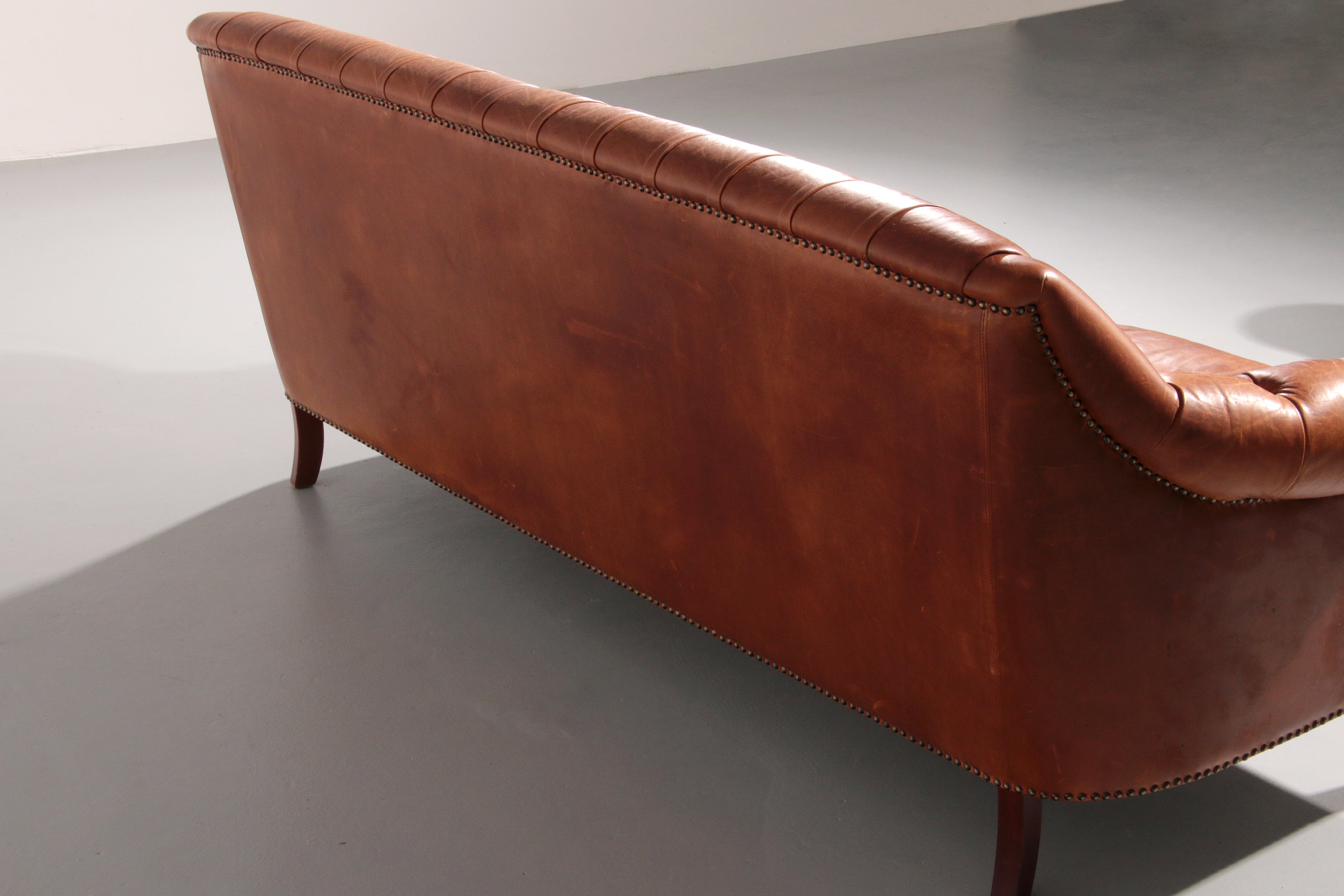 Antiqued Chesterfield Leather Sofa