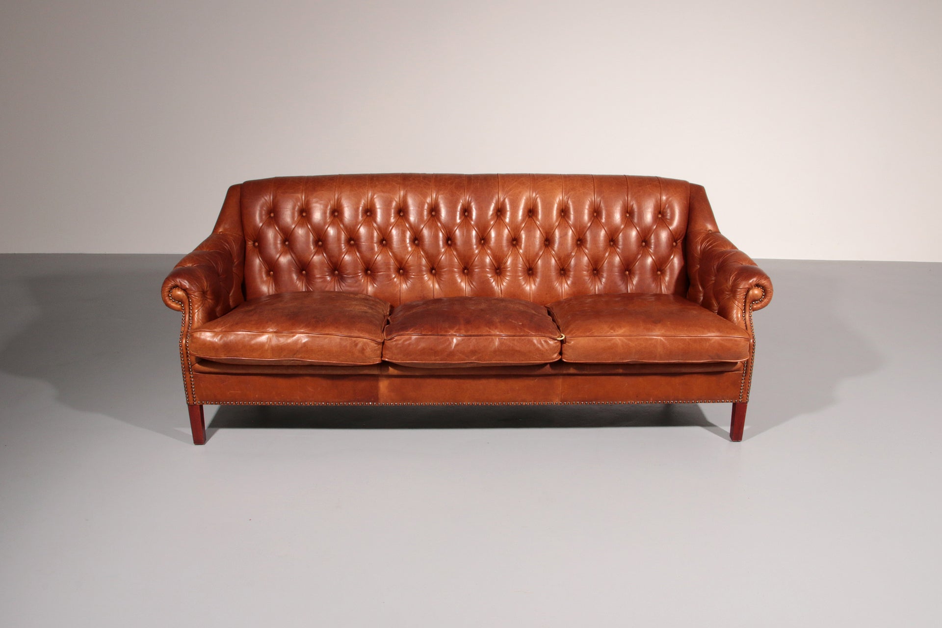 Antiqued Chesterfield Leather Sofa