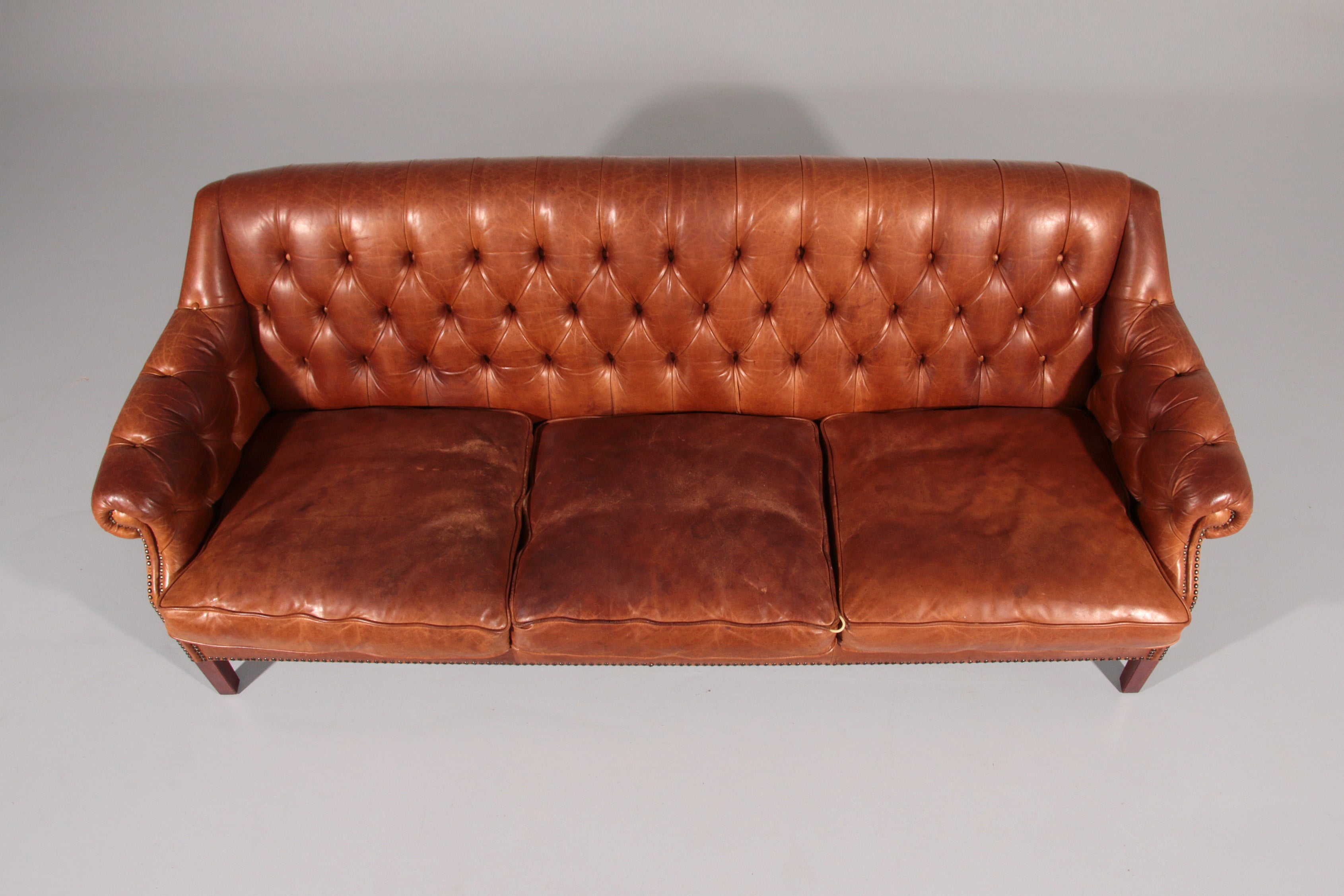 Antiqued Chesterfield Leather Sofa