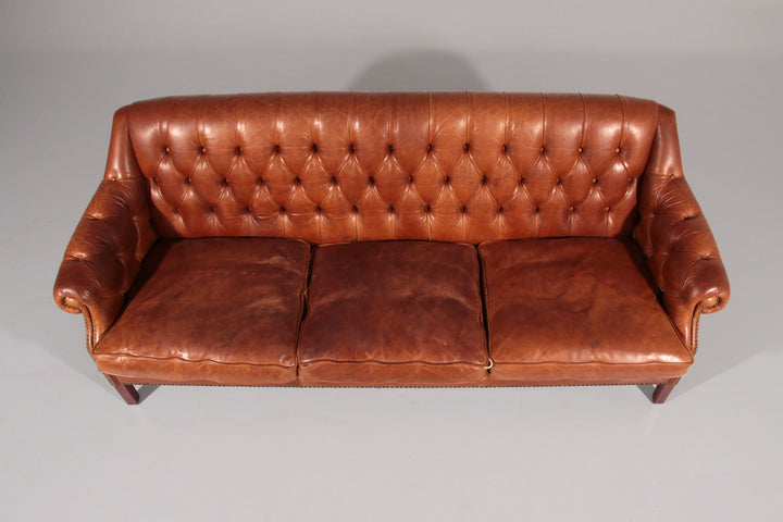 Antiqued Chesterfield Leather Sofa