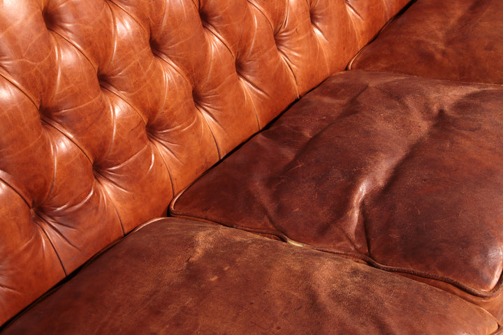 Antiqued Chesterfield Leather Sofa