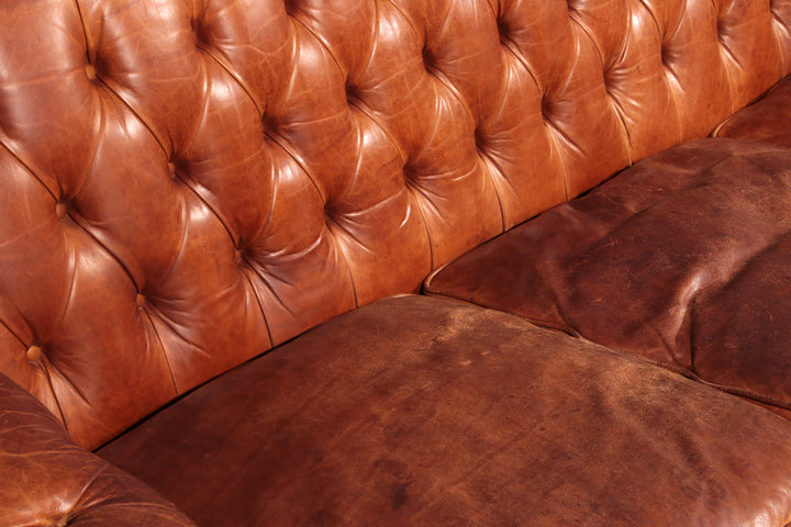 Antiqued Chesterfield Leather Sofa