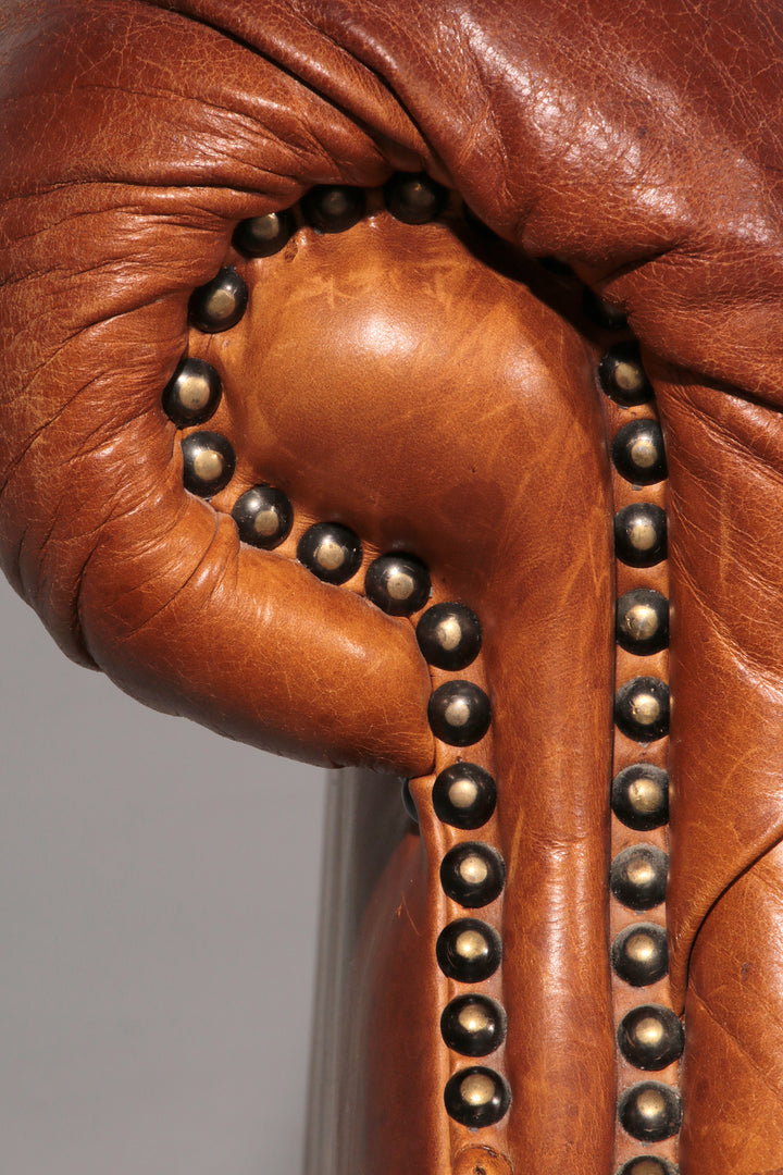 Antiqued Chesterfield Leather Sofa