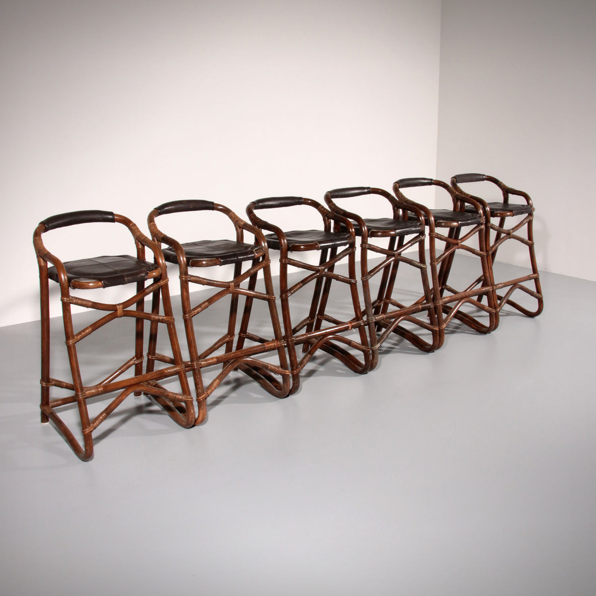 Mid-Century Bamboo Bar Stools Horsnæs Design Denmark,1970