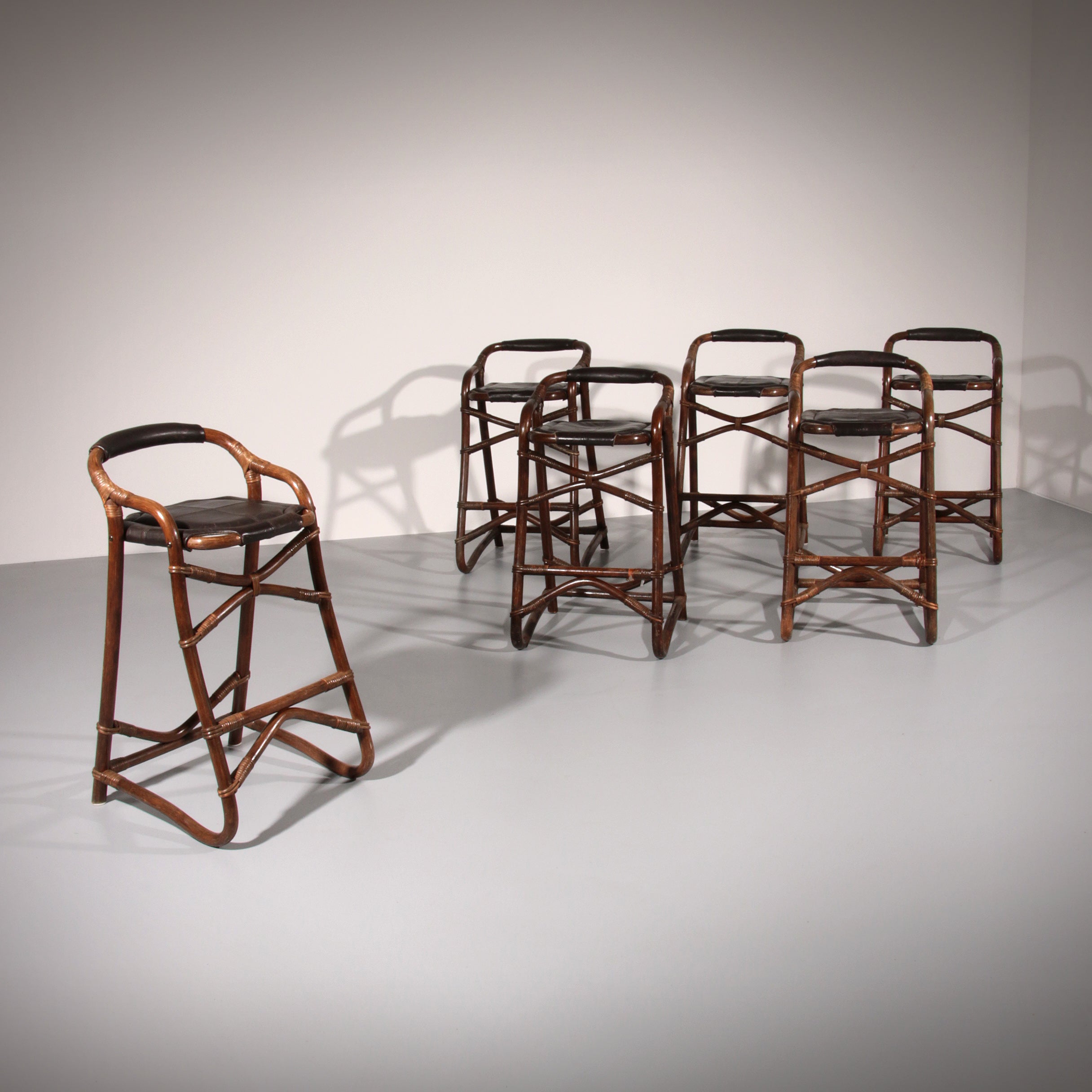 Mid-Century Bamboo Bar Stools Horsnæs Design Denmark,1970