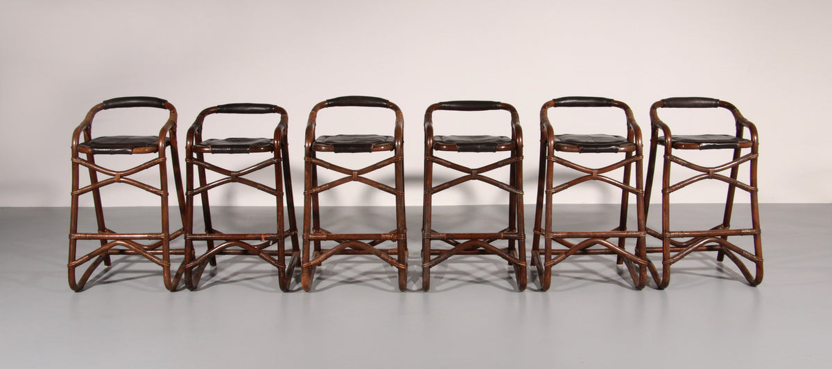 Mid-Century Bamboo Bar Stools Horsnæs Design Denmark,1970