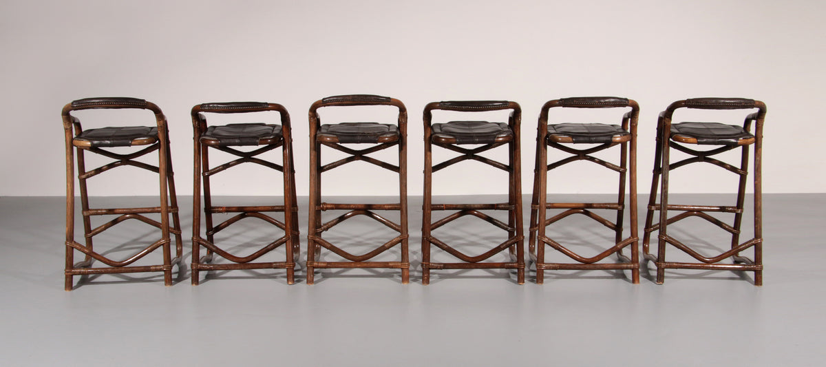 Mid-Century Bamboo Bar Stools Horsnæs Design Denmark,1970
