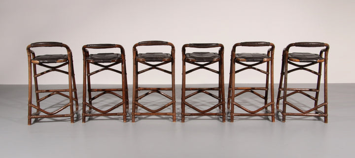 Mid-Century Bamboo Bar Stools Horsnæs Design Denmark,1970