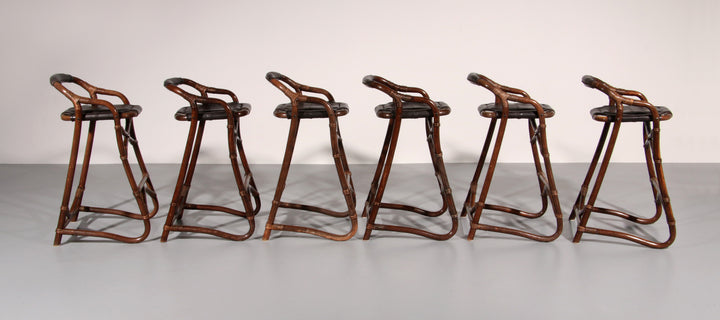 Mid-Century Bamboo Bar Stools Horsnæs Design Denmark,1970