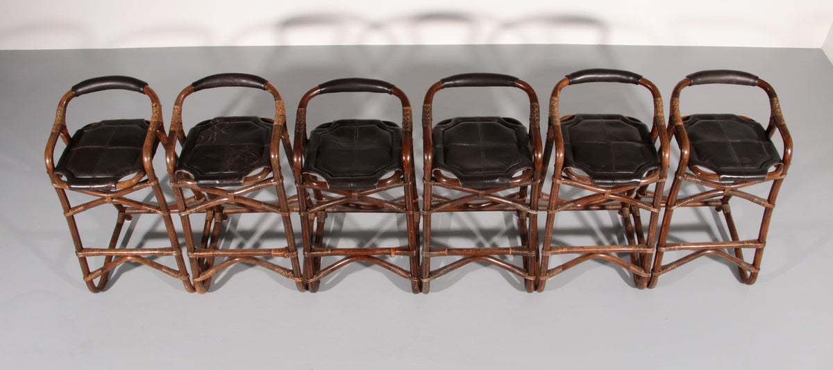 Mid-Century Bamboo Bar Stools Horsnæs Design Denmark,1970