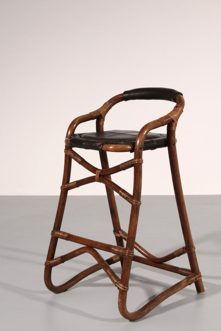 Mid-Century Bamboo Bar Stools Horsnæs Design Denmark,1970