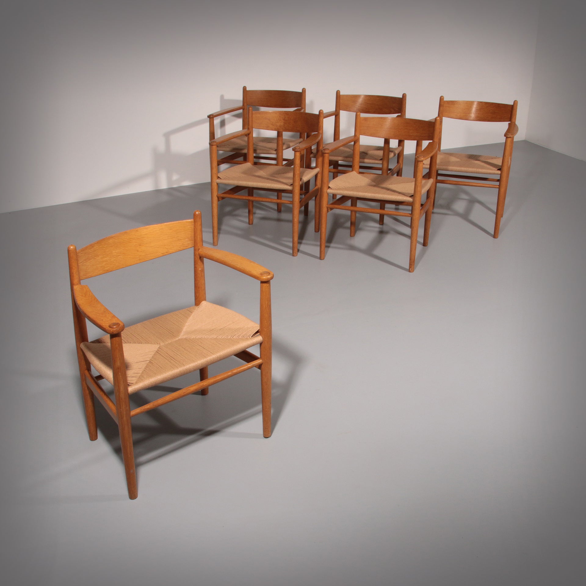 Dining Chairs Oak and New Papercord by Hans J. Wegner for Carl Hansen CH37