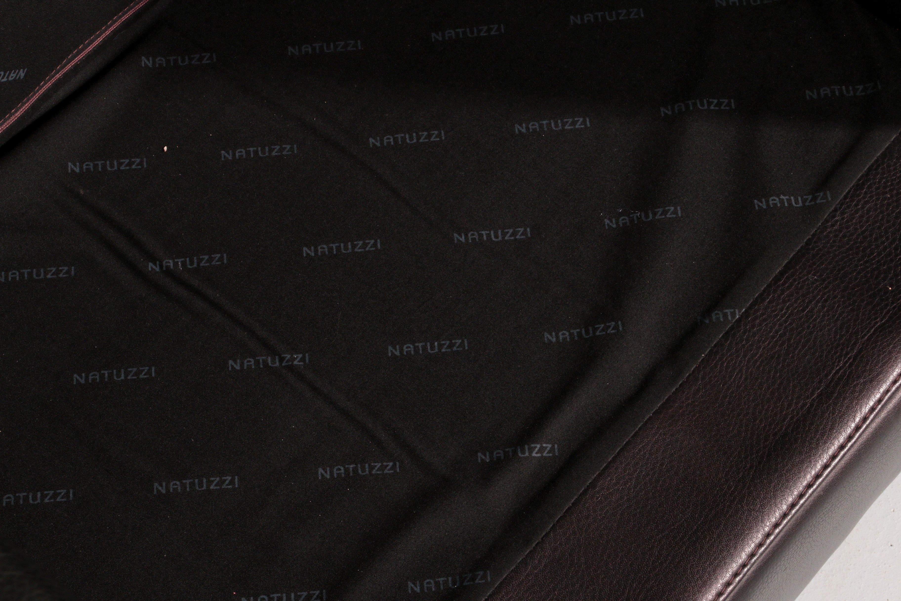 Italian Modern Leather Swivel Lounge Chair Steel by Natuzzi, Italy 1970